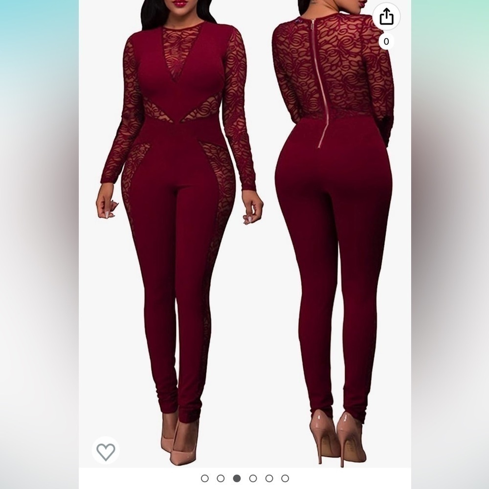 Burgundy Lacy Bodysuit‎